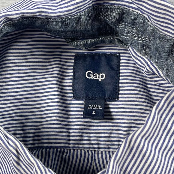 Gap Shirt Mens Small Blue Striped Button Down Long Sleeve 100% Cotton Casual - Picture 13 of 16